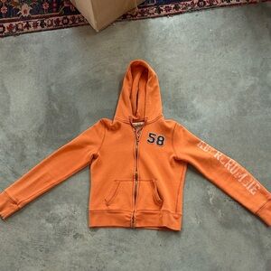 Vintage style Abercrombie & Fitch Orange Zip-Up Hoodie -y2k - size large